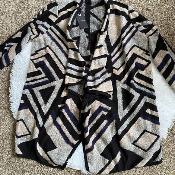 Lucky Brand Open Front Cardigan New Abstract Geometric Womens Size 1X - Picture 4 of 9